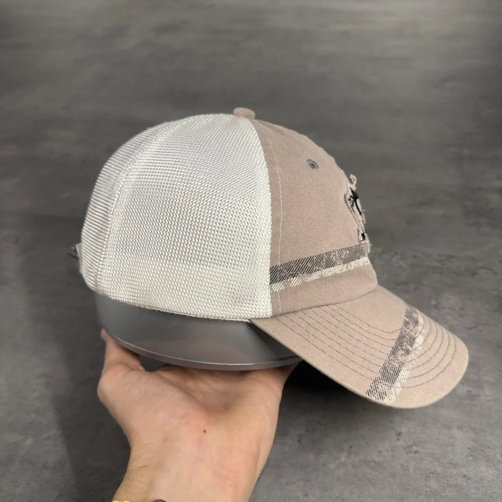Vintage Pittsburgh Penguins Hat Gray Black Plaid Distressed Mesh Trucker Cap NHL - Picture 4 of 7